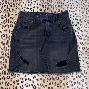 Black denim skirt